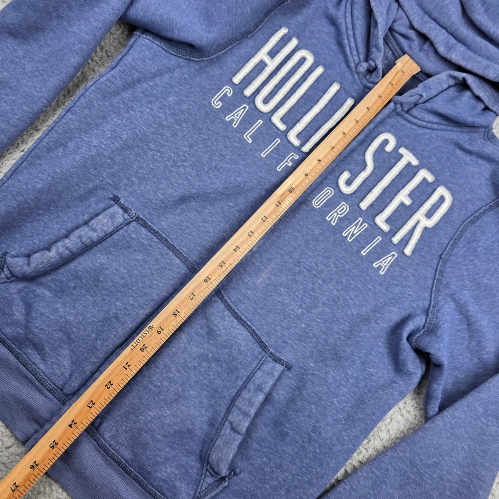 Hollister California Mens Large Blue Full Zip Hoodie Embroidered Logo Fleece - Picture 3 of 7